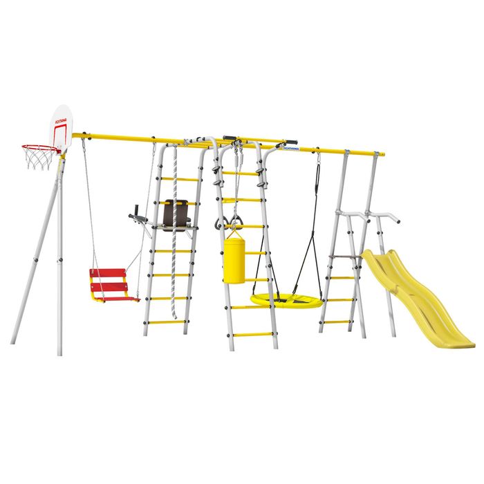 Уличный комплекс ROMANA Fitness + доп. горка с качелями-гнездо