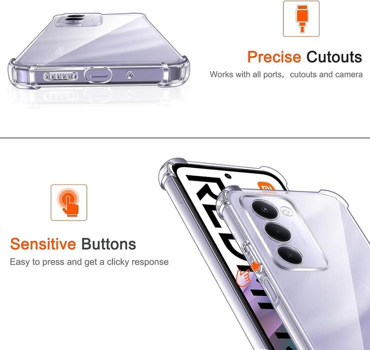 Прозрачен силиконов удароустойчив кейс за xiaomi redmi 15 4g