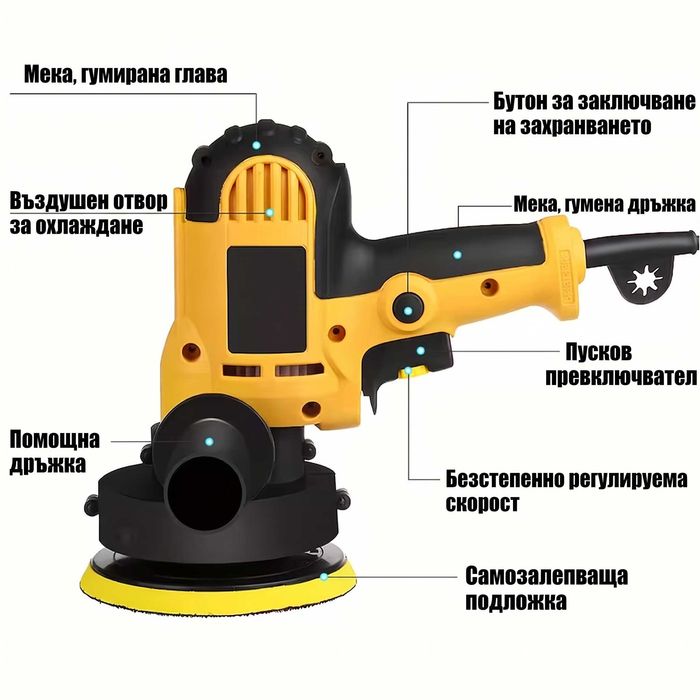 DPLUS Полираща машина 700W 125мм с регулируеми обороти за полиране, пастиране и шлайфане