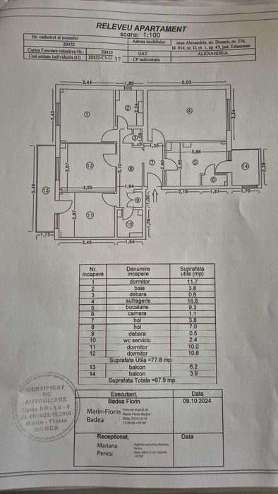 Vand apartament 4 camere zona 1 Mai, Alexandria