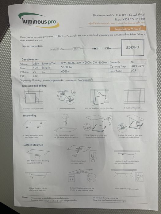 LED панели 60/60 см на едро