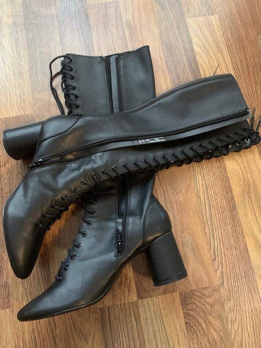 3 Cizme Zara piele neagră, lace-up mărimea 37
