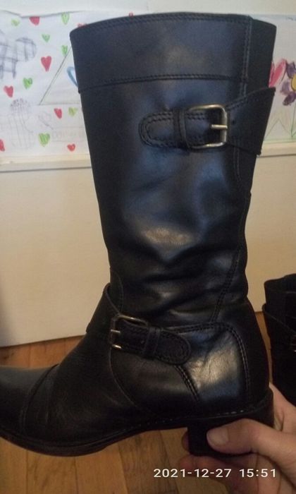 Ботуши от естествена кожа и платненки 36 номер