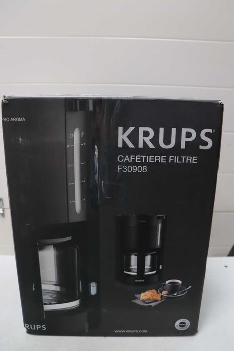 Шварц кафемашина Krups F30908, филтърна кафемашина със стъклена кана, капацитет 1,25 л, черна