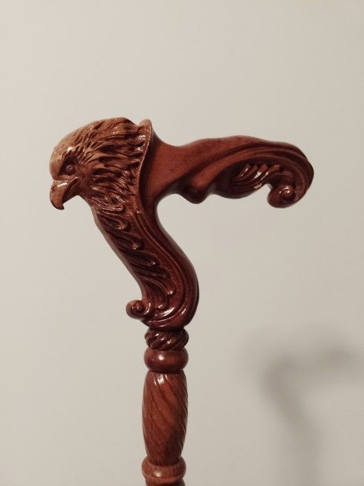 Elegant baston mânar vultur sculptat integral manual,piesa deosebia, l