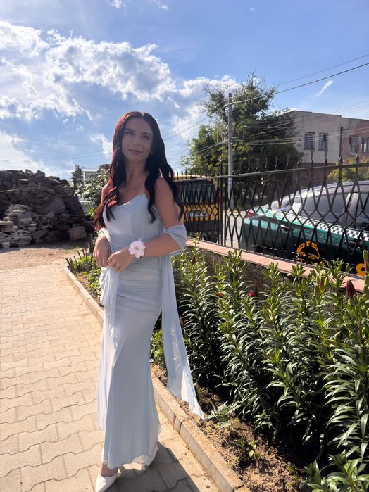 Синя официална рокля от 3 части
