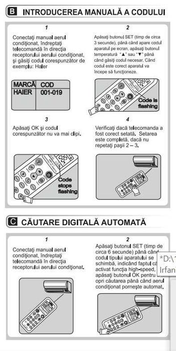 Telecomanda universala AC aer conditionat, Telecomanda AC Yamatsu