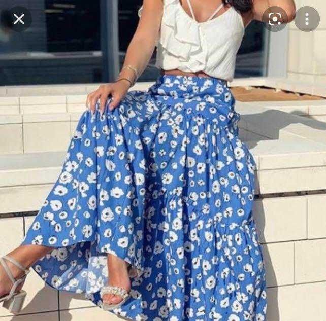 Fustă lungă ZARA,  din bumbac, măsura S