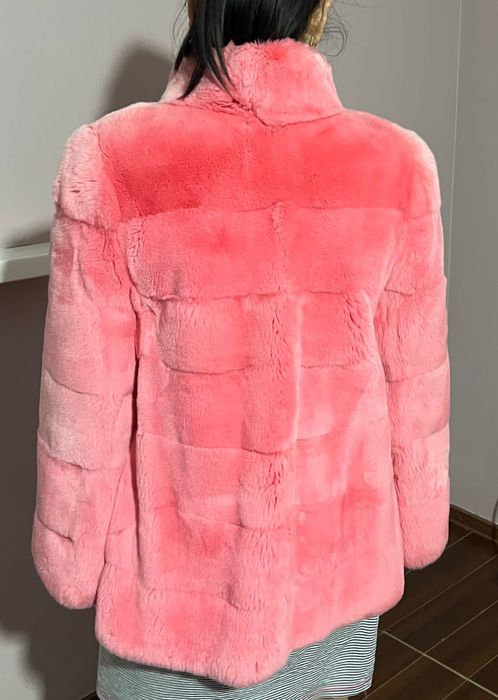 Шуба бобер розовый