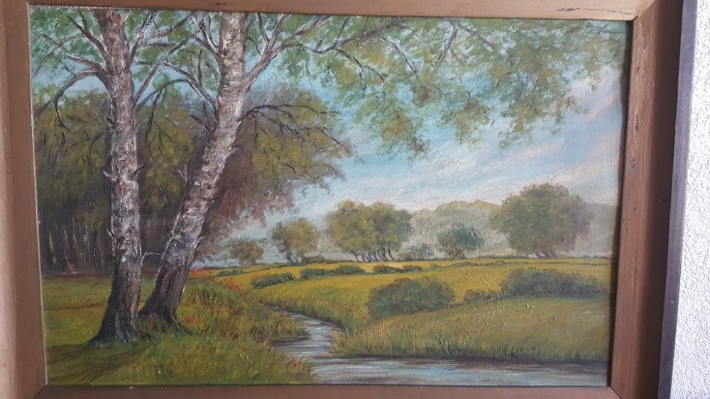 Красива голяма отлично запазена старинна картина