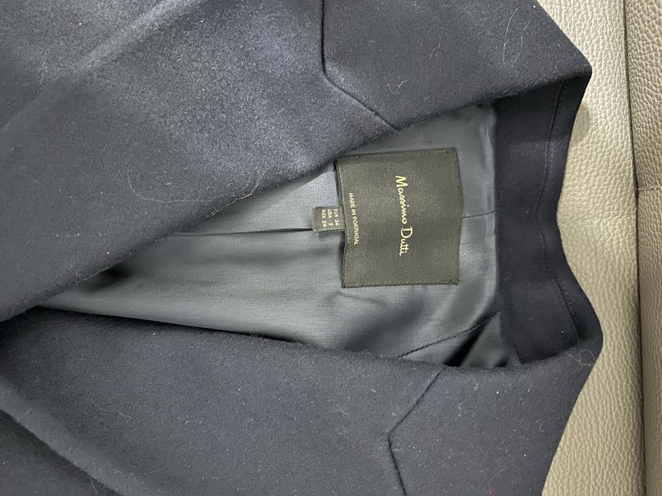 Пальто синее длинное от Massimo Dutti