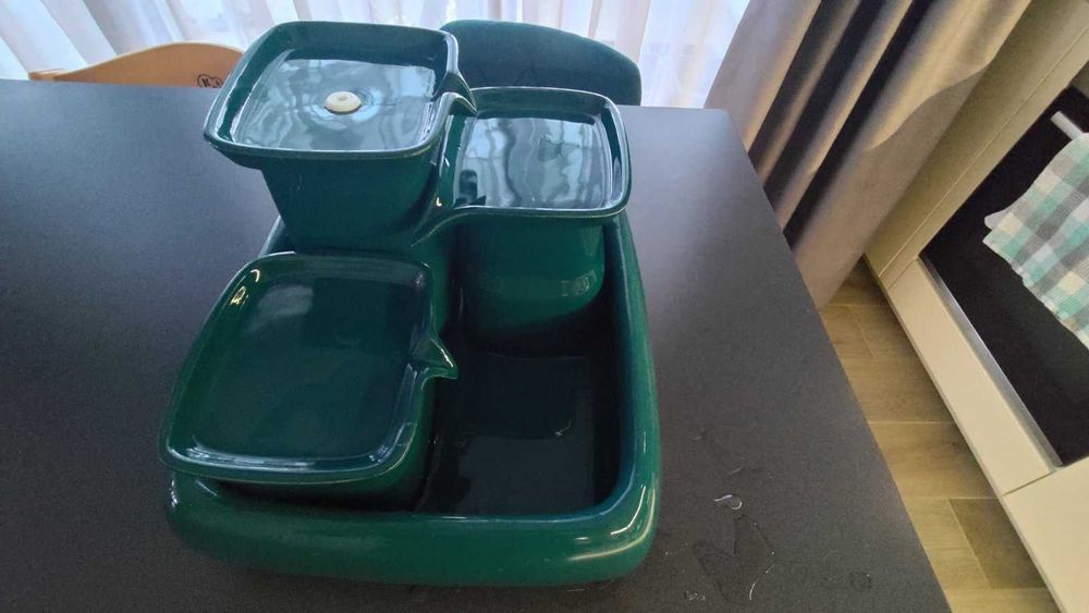 Керамичен котешки фонтан за вода (цвят тюркоаз)