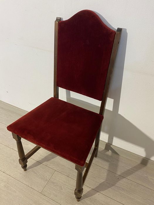 6 Buc. Scaun Vintage din Lemn; Set Scaune Tapițate