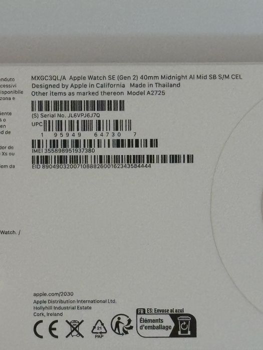 APPLE Watch SE (2nd Gen) V2, GPS + Cellular, 40mm, SIGILAT