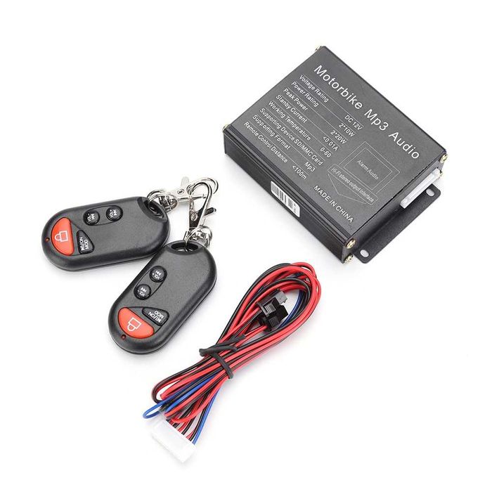 Sistem audio moto/scuter/atv Bluetooth/MP3/FM Radio/Alarma