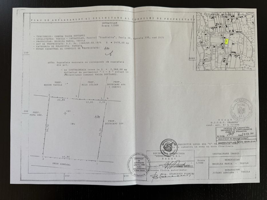 Teren de vanzare Valea Doftanei 2368mp