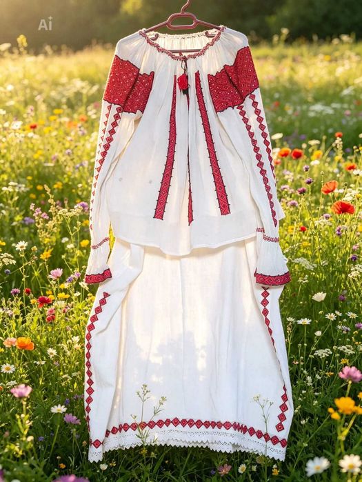 Vand costum popular autentic, lucrat manual, zona Muntenia