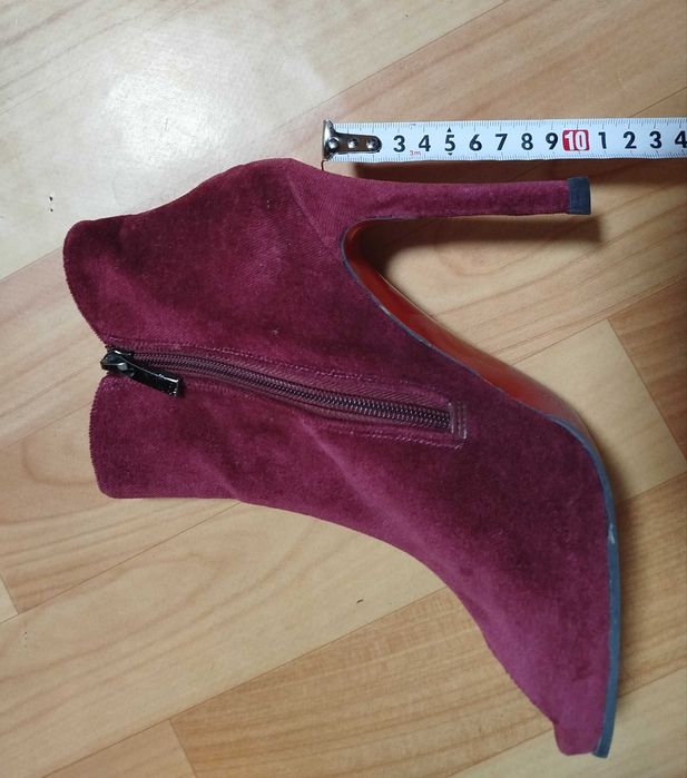 Замшевые ботильоны бордовые, 39 размер