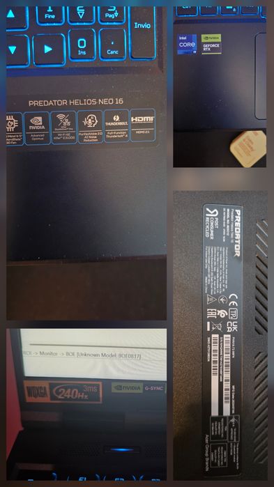 Acer Predator Helios neo 16, i9 14900,64GB RAM,rtx 4070 AI 8GB, 1.5 TB