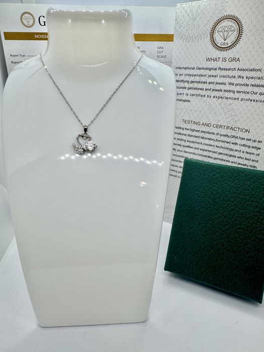 Сребърно колие с мойсанит (Диамант) 1 карат