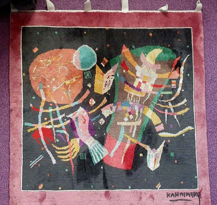 Covor carpeta de perete original hand made Kandinsky, matase, bumbac