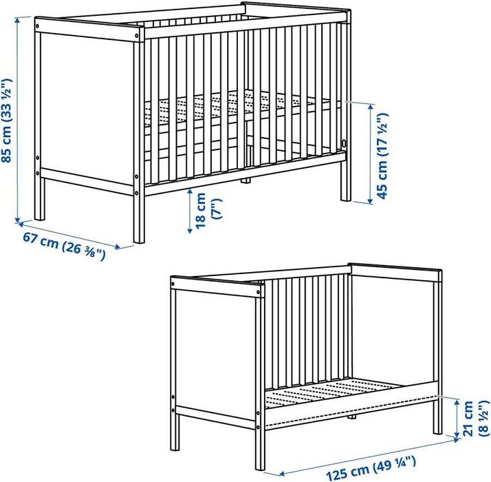 Pătuț IKEA SUNDVIK alb 60x120, în stare excelentă, aproape nou