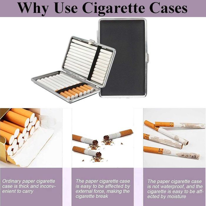 Tabachera eleganta pentru 20 de tigari cu inchidere metalica negru