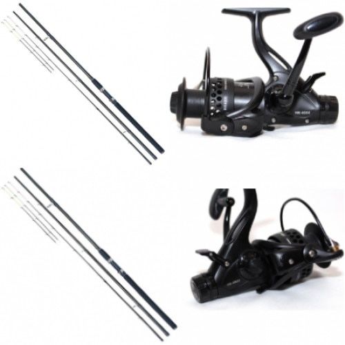 Set 2 Lansete Feeder cu 2 mulinete, compozit carbon, 3.90 m