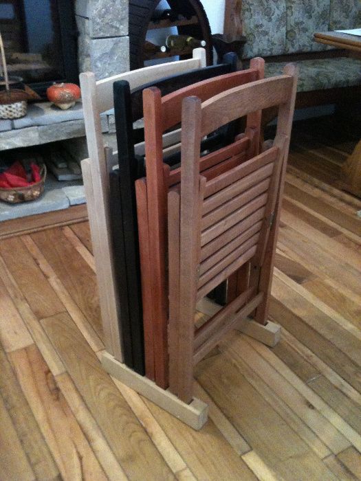 Scaune pliante lemn - culoare stejar rustic