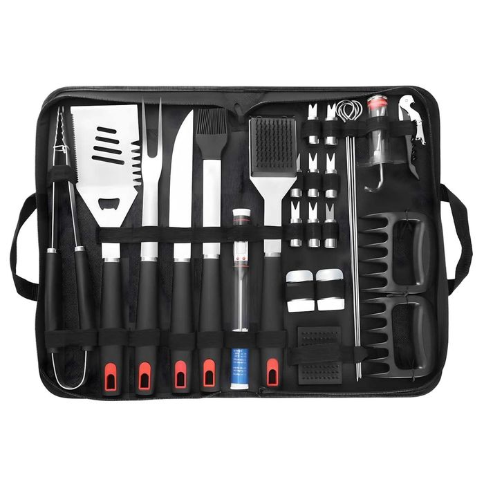 Set complet de ustensile pentru grătar – 26 piese, din inox premium, cu husă de transport