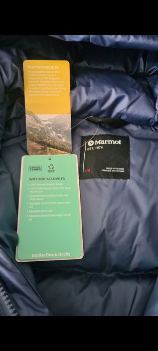 Продавам ново (с етикети) мъжко пухено яке Marmot Down Hoody размер L