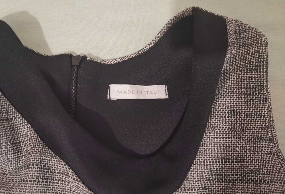 Rochie 36/S, eleganta, de gala, gri cu negru - Made in Italy