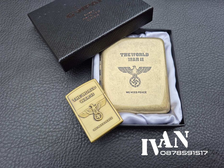 Табакера от месинг и газова запалка