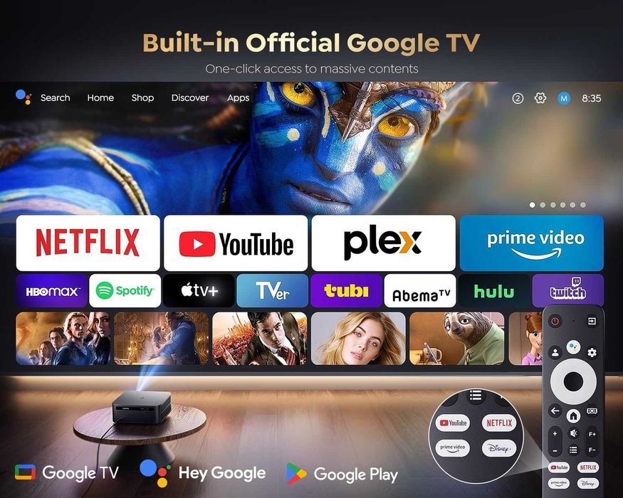 Смарт Проектор с Google TV и Netflix - 1500 ANSI Lumens (4K поддръжка)
