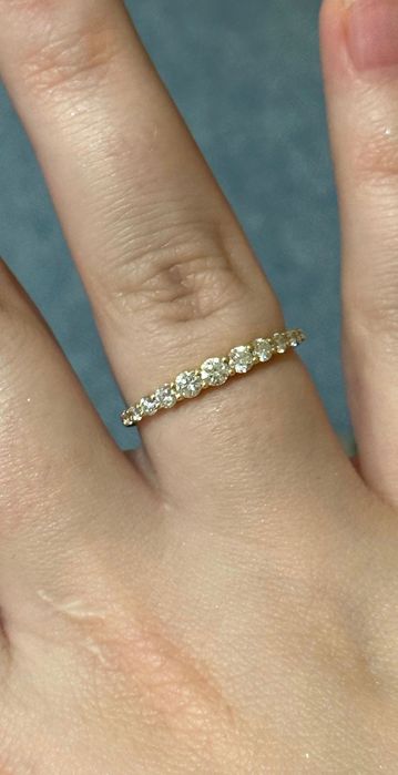 Кольцо бриллиантовое желтое золото