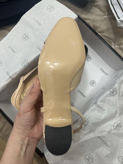 Туфли бежевые, слингбэки под Chanel