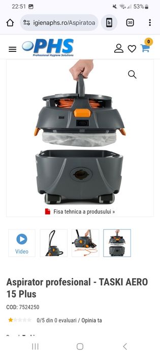 Aspirator Profesional super silent  Taski Aero 15 Plus nou