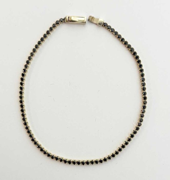 Bratara tennis din aur galben de 14K cu pietre cubic zirconia negru