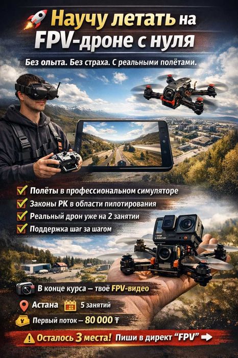 Обучение FPV-дронам в Астане с нуля.