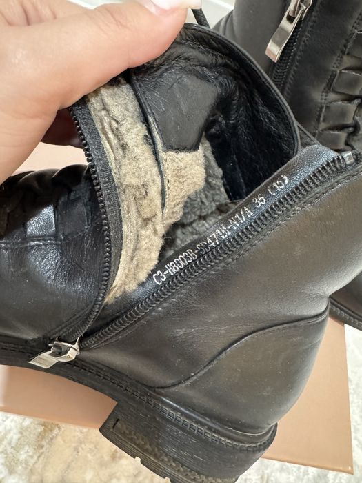 Кожанеые ботинки зимние