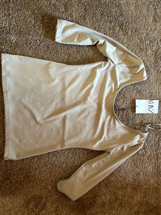 Bluza Zara cu maneci 3/4 sferturi bej marime S