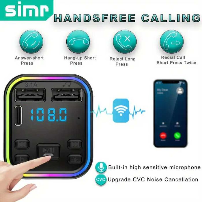 Блутут FM Трансмитер за кола G38 mp3 audio приемник автомобил на 12V