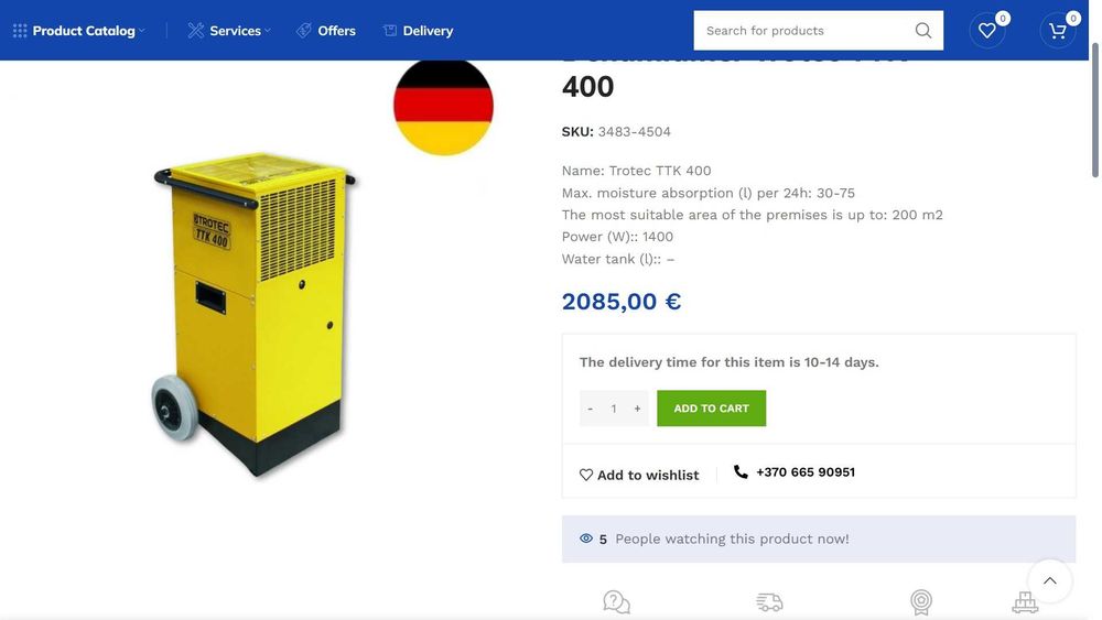 Dezumidificator profesional pentru constructii TTK 400