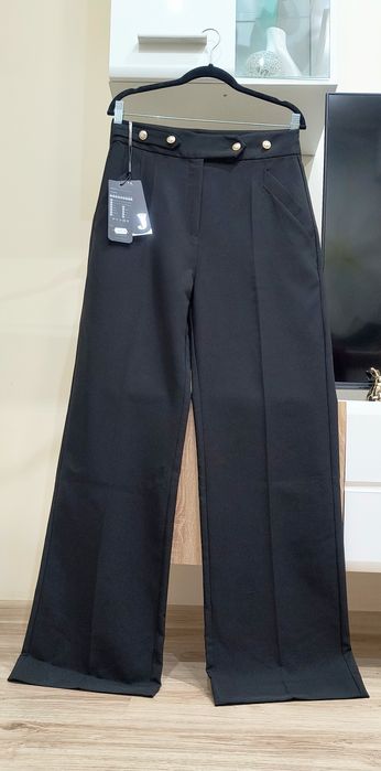 Дамски бежов широк летен панталон висока талия Junona Юнона топ бюстие