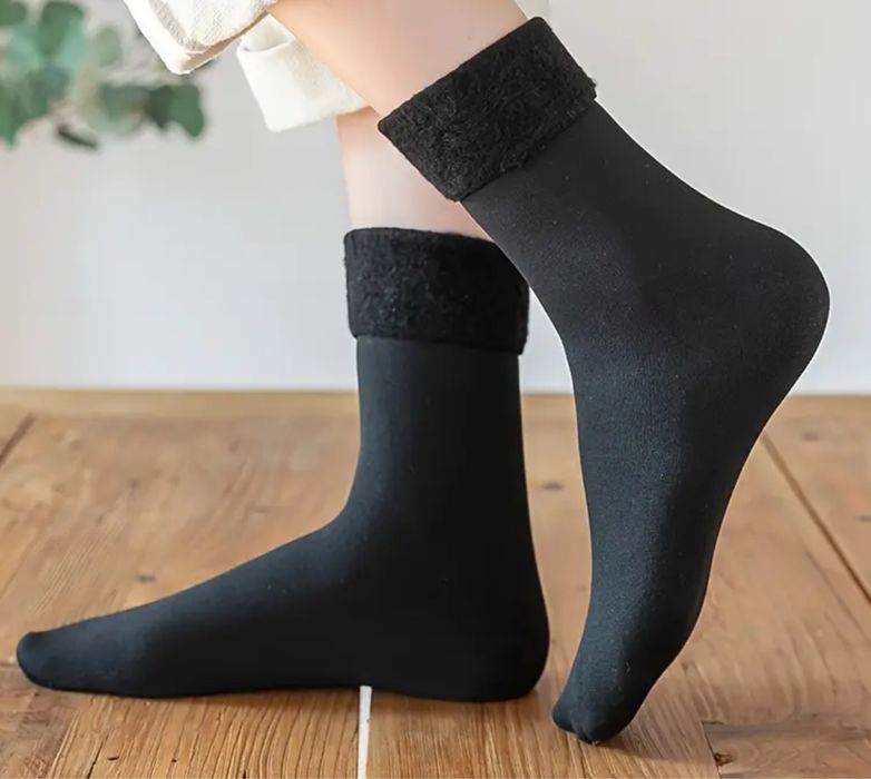 Теплые черные носки утепленные зимние