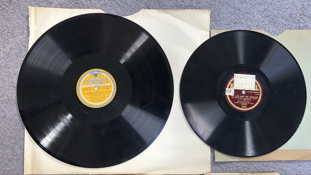 3 discuri shellac de 10”/ 12", gramofon, 78 rpm