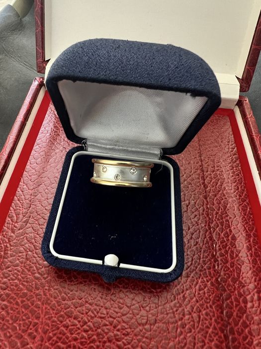 Inel/Verigheta argint cu pietre quartz, placat cu aur ,stare f buna!