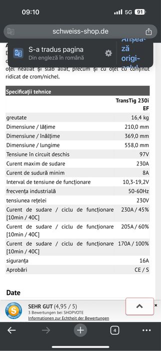 Aparat de sudura TIG Fronius TransTig 230i / 230 amperi / 220v