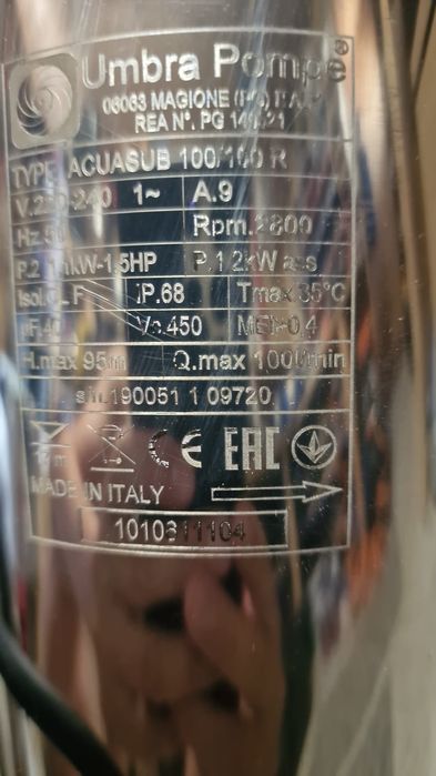 Pompa submersibila UMBRA Acuasub 100/100, 6000 l/or