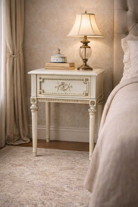 Noptiera Vintage Stil Louis XVI neoclasic; Noptiera din lemn